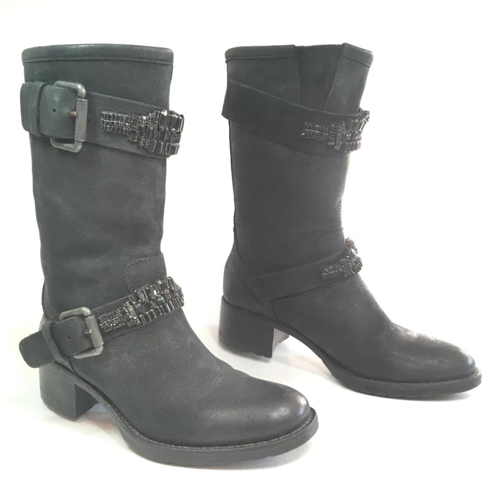 Vera Wang Lavendar Moto Boots Jeweled Size 7.5